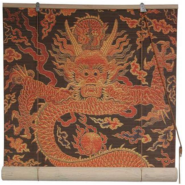 Handmade Dragon Design 48-inch Bamboo Blind (China)