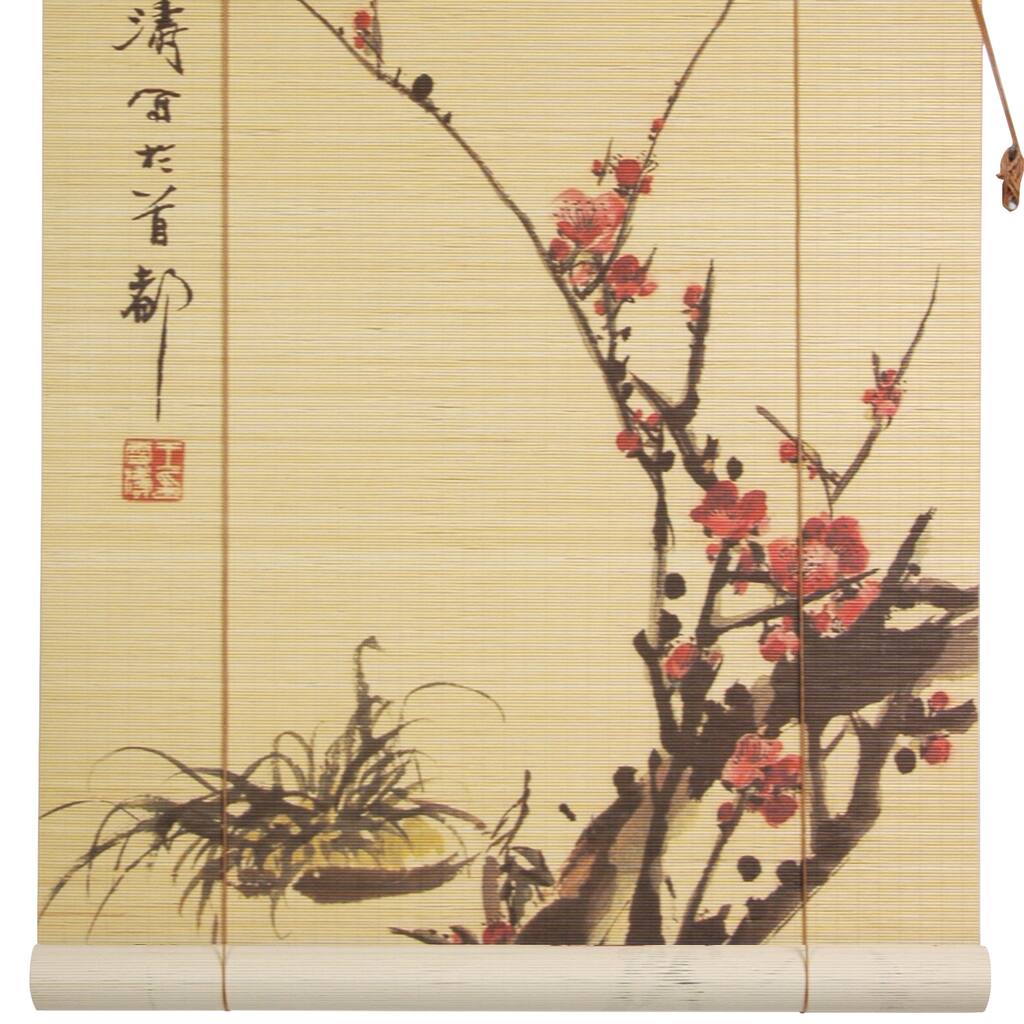 Handmade Sakura Blossom 36-inch Bamboo Blinds (China) - 36 x 72