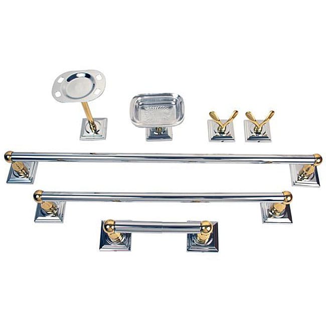 Moen Monaco Chrome Polished Brass 7 piece Bath Accessory Kit