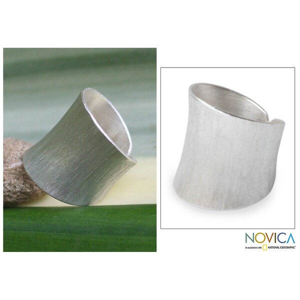 Be Bold Gorgeous Incised Vertical Lines Array the Surface 925 Sterling Silver Adjustable Modern Womens Wide Band Ring (Thailand)