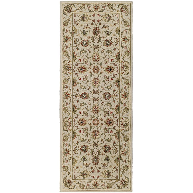 Hand hooked Chelsea Tabriz Ivory Wool Runner (3 X 6)