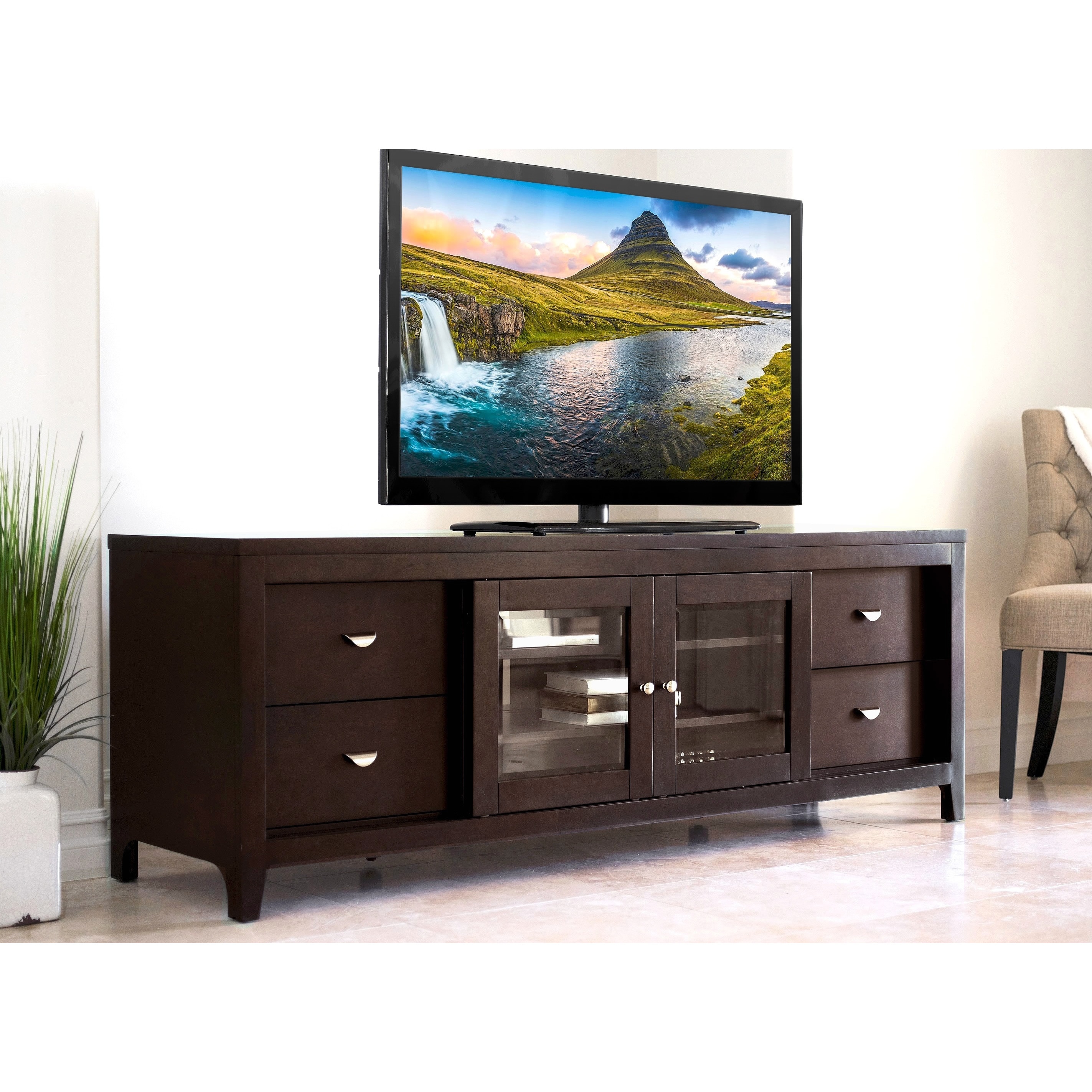 Abbyson Living Clarkston Solid Wood 72 inch Tv Console