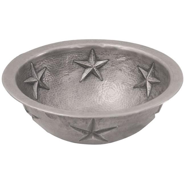 Star Round Copper Flat Lip Pewter Finish Bathroom Sink