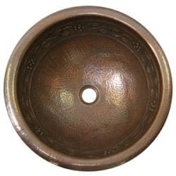   Round Copper Self Rim Antique Finish Bathroom Sink  