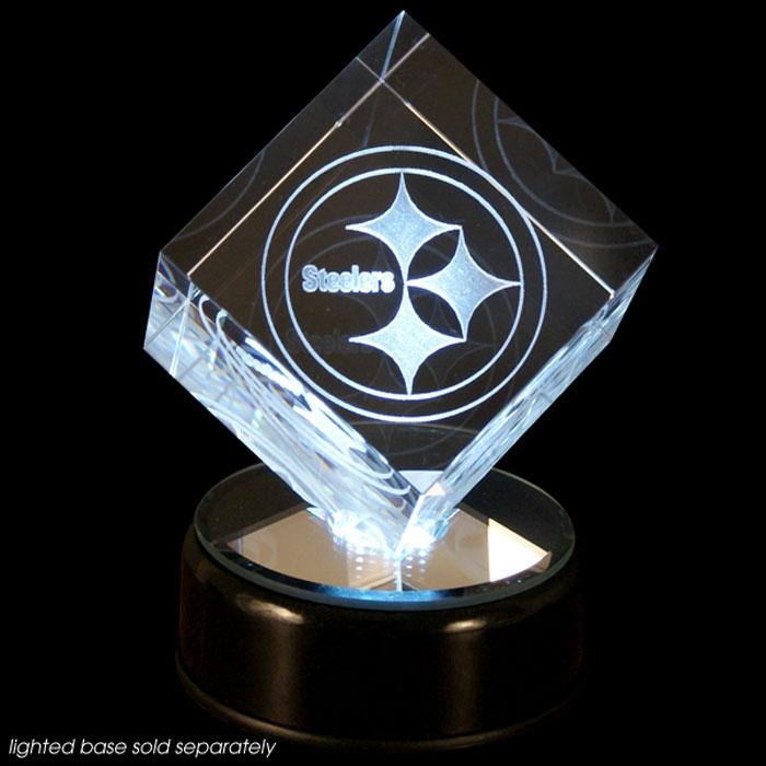 Pittsburgh Steelers Prismatic Crystal Logo Cube with Base