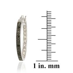 DB Designs Sterling Silver 1/10ct TDW Black Diamond 25 mm Hoop Earrings (I2 I3) DB Designs Diamond Earrings