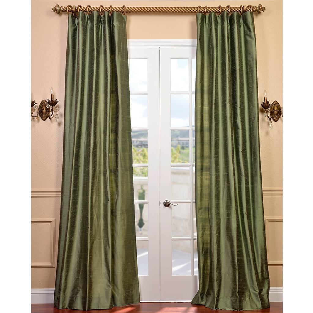 Exclusive Fabrics Signature Green Textured Silk Curtain (1 Panel)