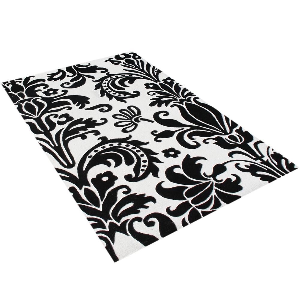 Alliyah Handmade Black New Zealand Blend Wool Rug - 5' x 8'