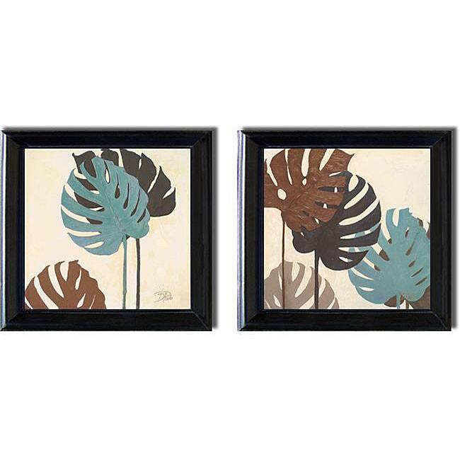 Patricia Pinto 'My Fashion Leaves III and IV' 2-piece Canvas Art - Black Framed