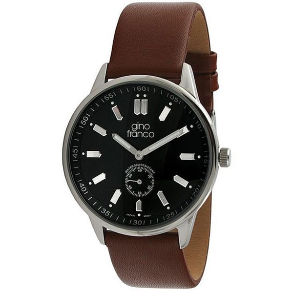 Gino Franco Men's Genuine Leather Strap Watch Gino Franco Men's Gino Franco Watches