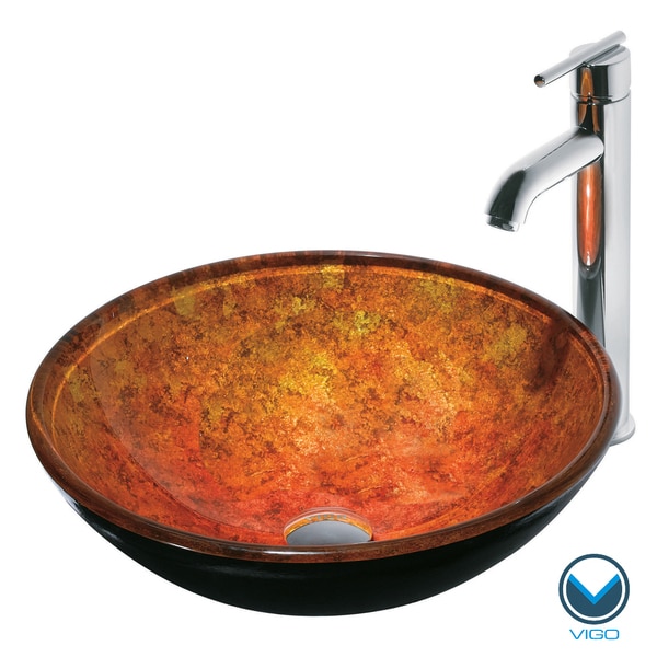 VIGO Livorno Scratch-Resistant Glass Vessel Sink and Faucet Set in Chrome