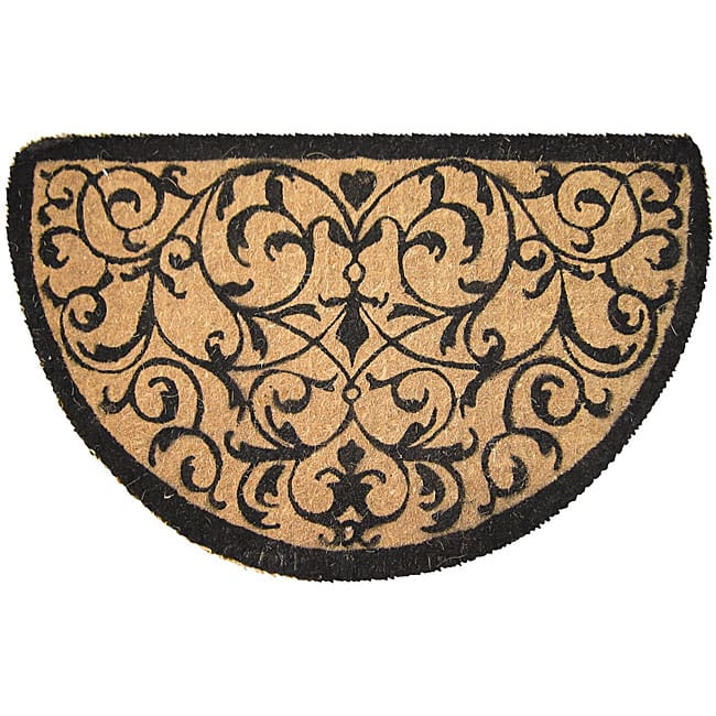 Entryways Half Round Coir Iron Design Extra-thick Door Mat (1'6 x 2'6)