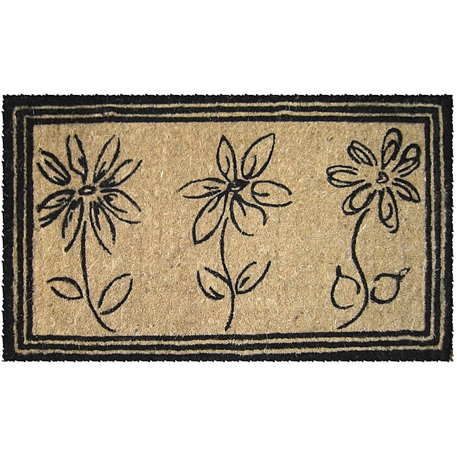 Sketchbook Flowers Coconut Fiber Extra thick Door Mat (16 X 26)