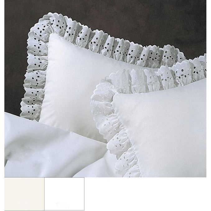 Ruffled Lauren Eyelet Cotton Blend Euro Sham Overstock 4306131 White