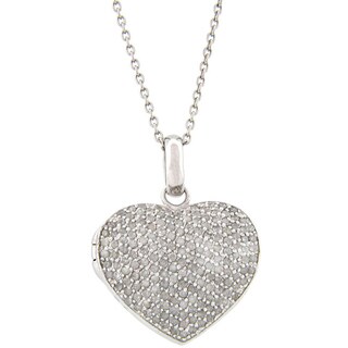 Finesque Sterling Silver 2ct TDW Pave Diamond Heart Locket Necklace ...