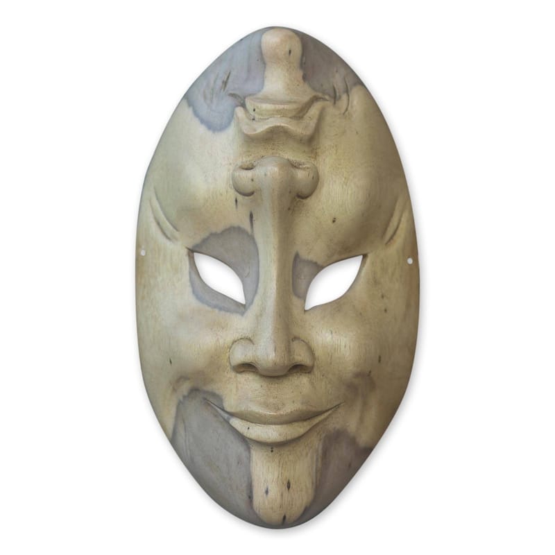 Wood 'Comedy and Tragedy' Mask - White - N/A