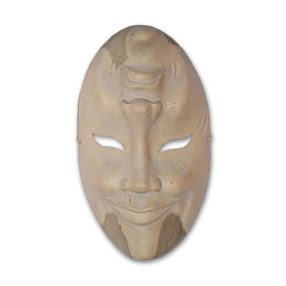 Wood 'Comedy and Tragedy' Mask - White