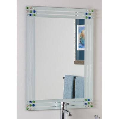 Bejeweled Frameless Bathroom Mirror - Clear - A/N