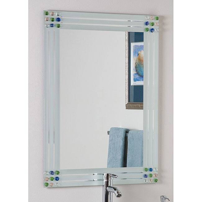 Bejeweled Frameless Bathroom Mirror - Clear - A/N