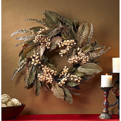 Feather and Berry 24-inch Wreath