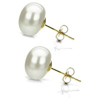 Davonna 24k Gold Over Sterling Silver White Freshwater Pearl Davonna 14k Yellow Gold White Freshwater Pearl Stud Earrings