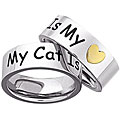 Stainless Steel 'My Cat Is My Heart' Memory Ring