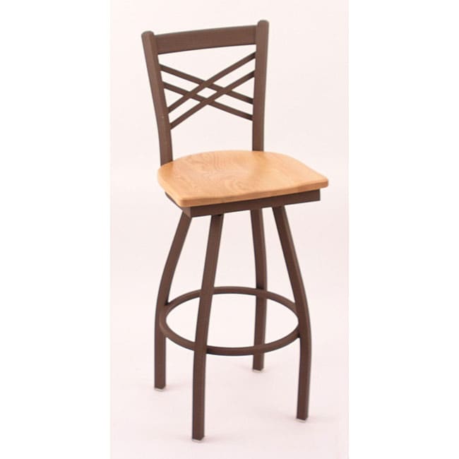 Cambridge Bronze 25 inch Cross back Swivel Counter Stool With Natural Oak Seat