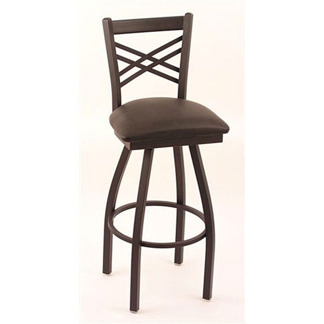 Cambridge Black 30 inch Counter Swivel Stool With Black Vinyl Cushion Seat And Crisscross Back