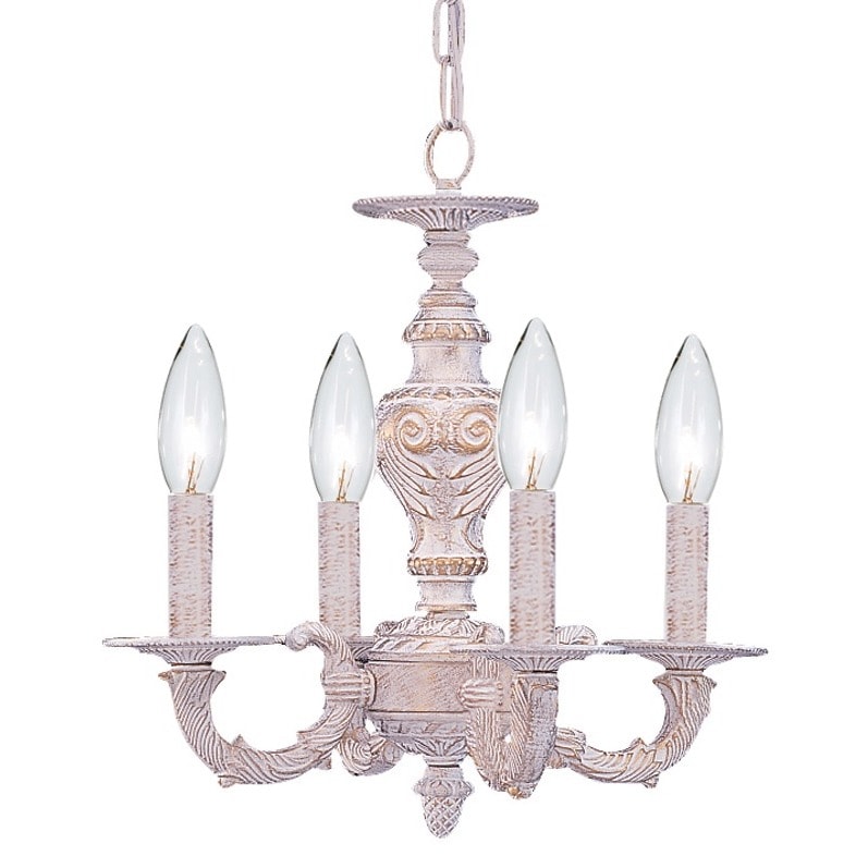 Crystorama Sutton 4-light Antique White Mini Chandelier (Antique white mini) - Chandeliers For Bedrooms by Overstock.com