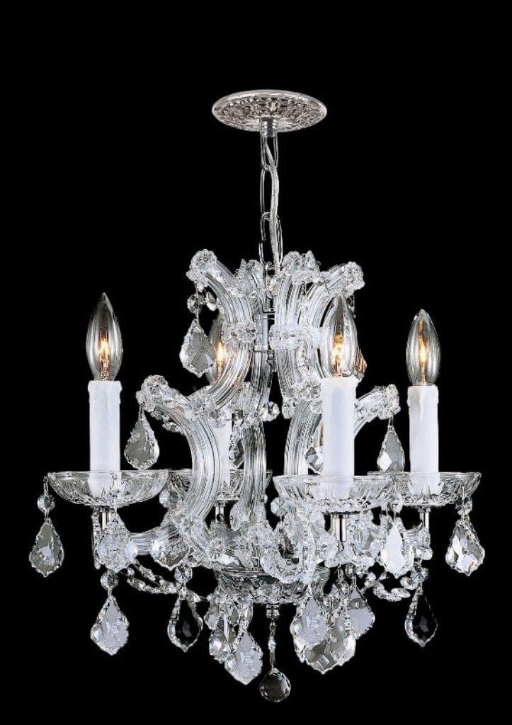 Polished Chrome Hand cut Crystals 4 light Mini Chandelier