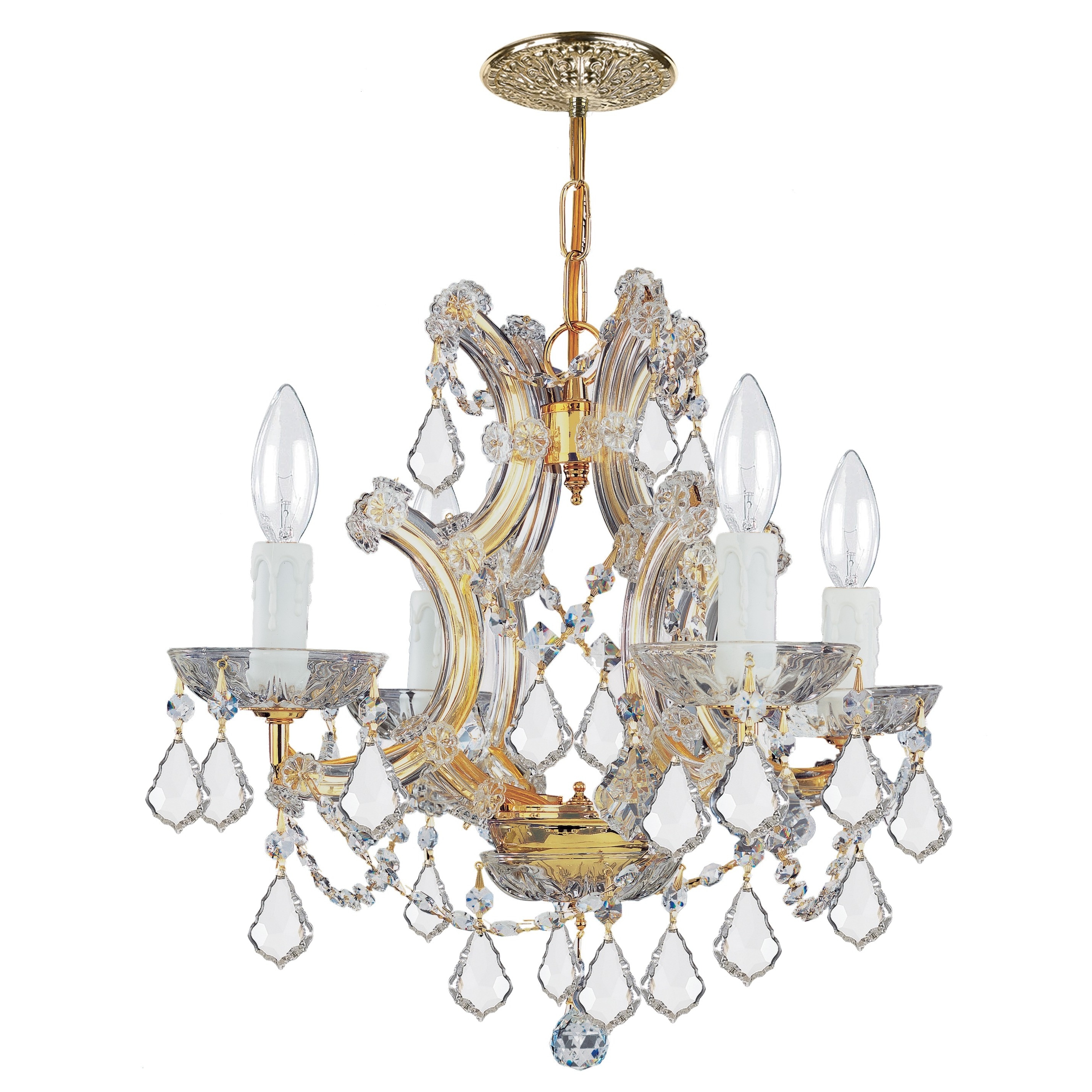 Crystorama Gold finish Hand-cut Crystals 4-light Mini-chandelier - Chandeliers For Bedrooms by Overstock.com