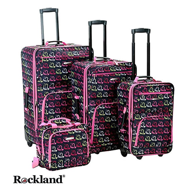 Rockland Hearts 4 piece Expandable Luggage Set