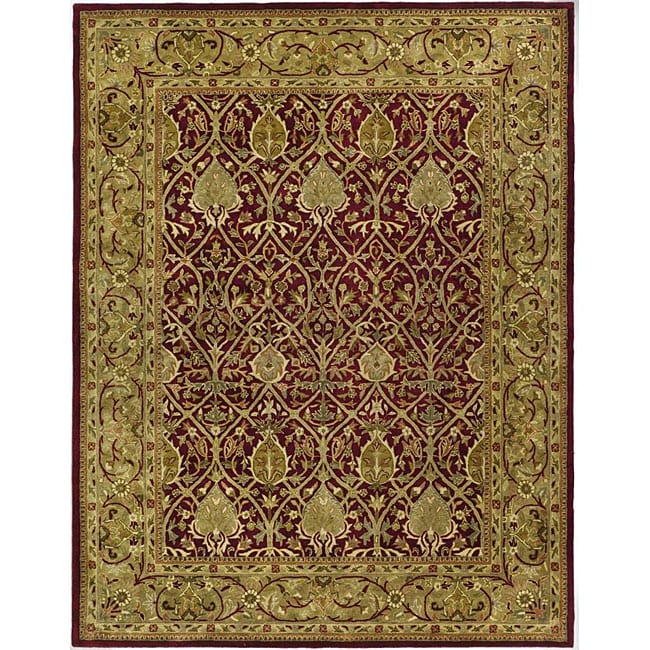 Handmade Mahal Red/ Gold New Zealand Wool Rug (5 X 8)