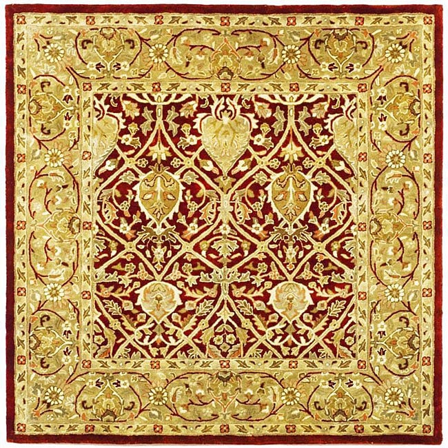 Handmade Mahal Red/ Gold New Zealand Wool Rug (6 Square)