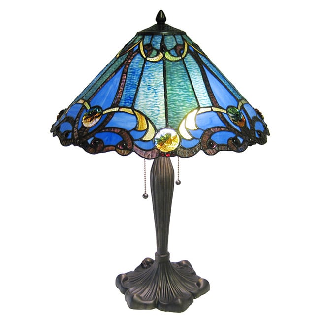 Tiffany-style Victorian 2-light Bronze Table Lamp - Free Shipping ...