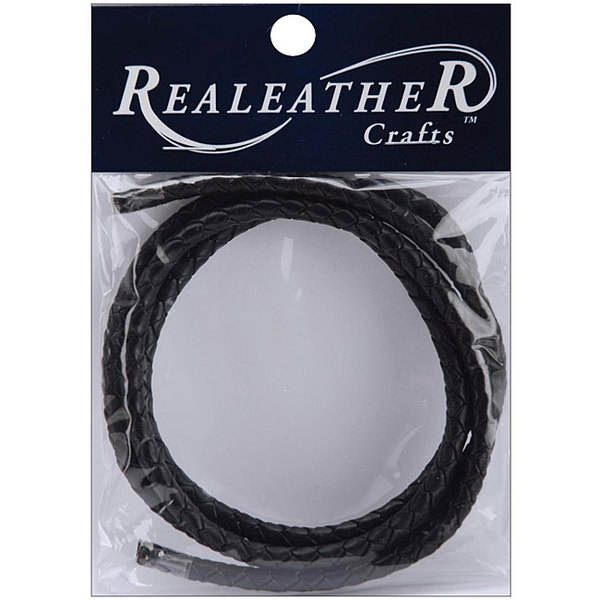 Silver Creek Realeather 24 inch Round Braided Black Leather Cord