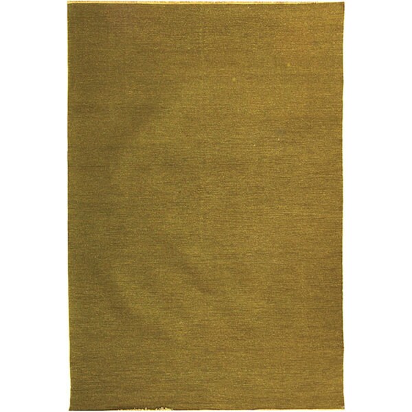 Handmade Indo Sumak Flatweave Solid Olive Rug (India) - 8' x 10'