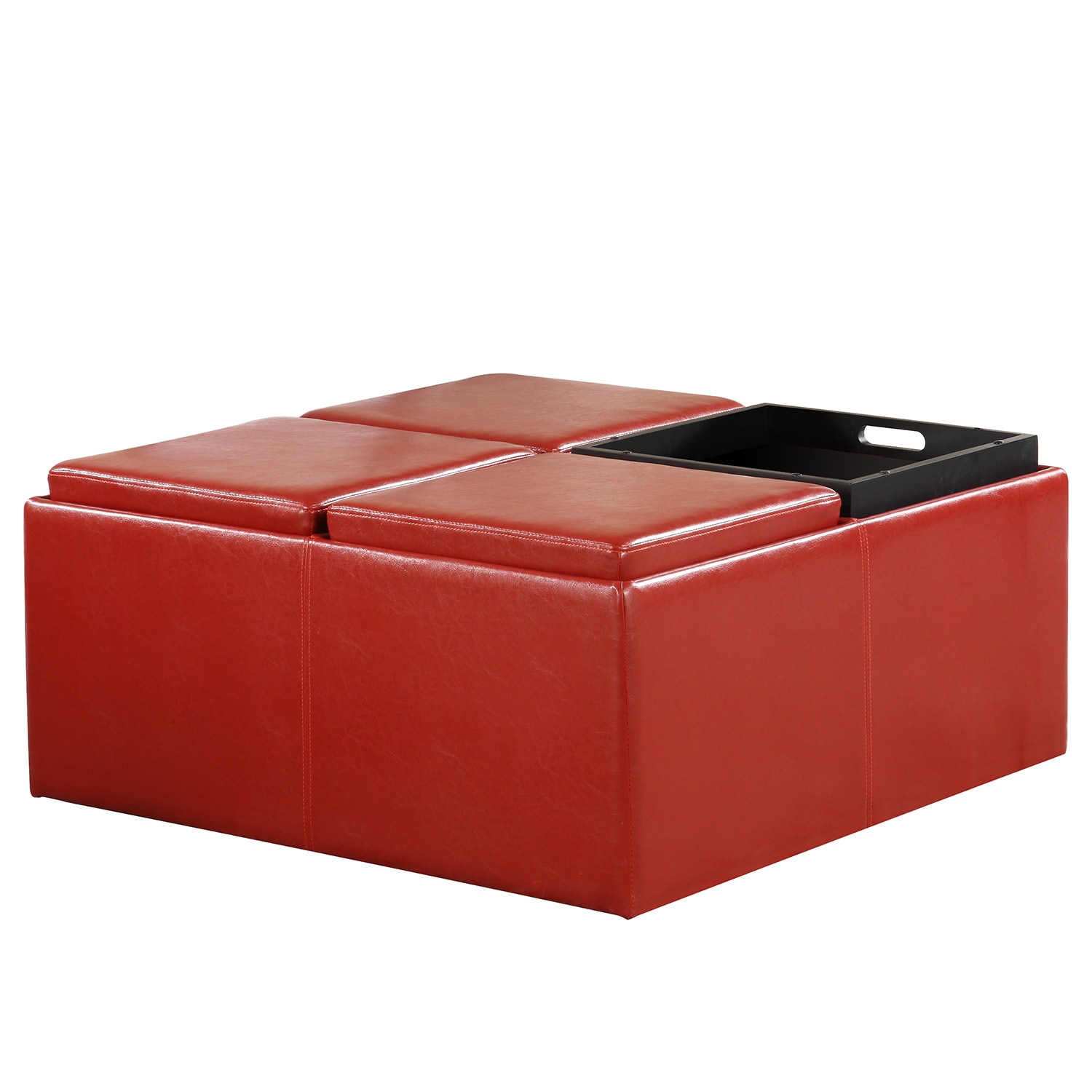 Tribecca Home Charlotte Red Faux Leather Storage Ottoman