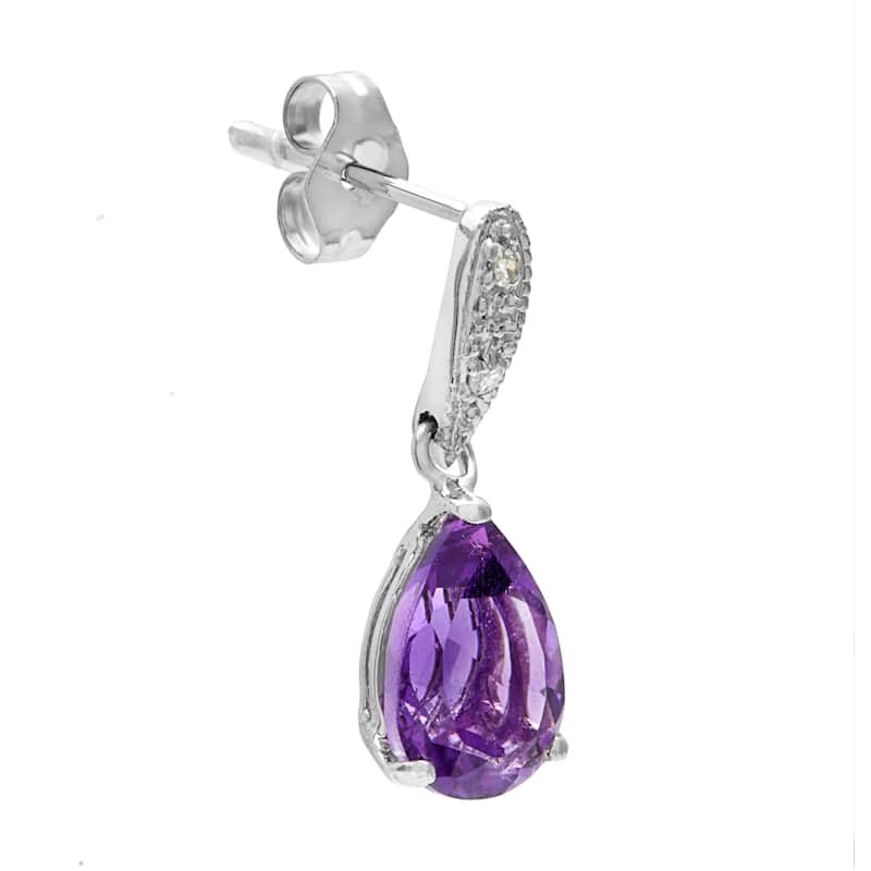 Kabella 14k Yellow Gold Amethyst and 1/10ct TDW Diamond Earrings