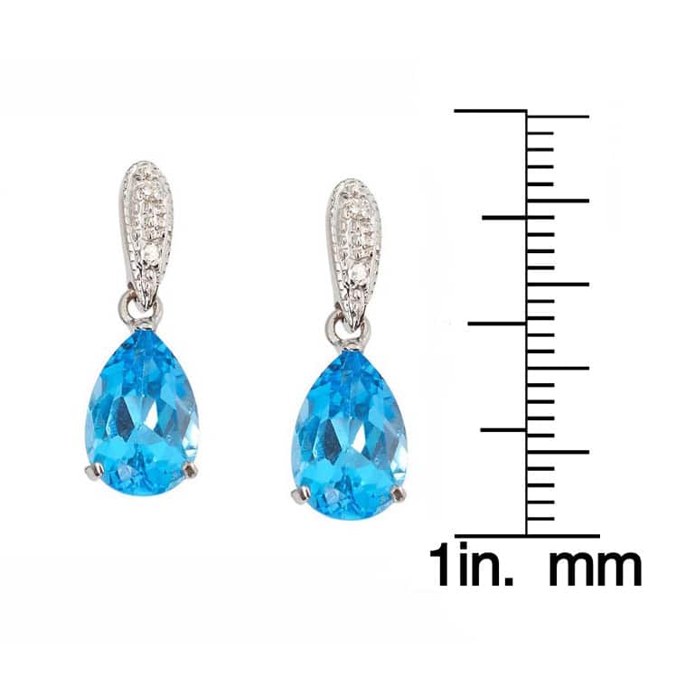 Kabella 14k Yellow Gold Blue Topaz and 1/10ct TDW Diamond Earrings