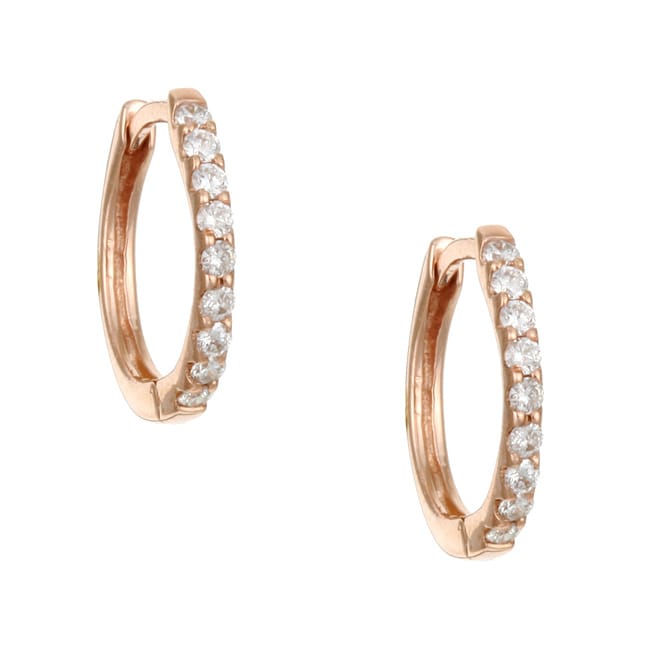 14k Rose Gold 1/5ct TDW Diamond Hoop Earrings - 12315405 - Overstock.com Shopping - Top Rated ...