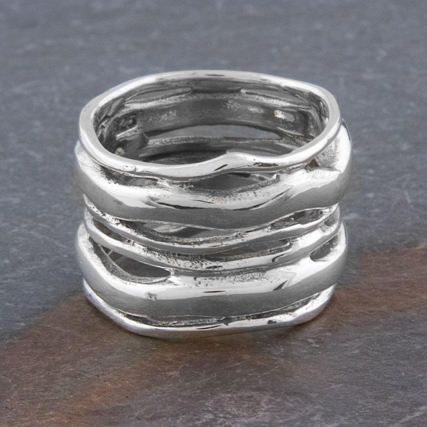 Sterling Silver 'Waves' Wide Ring (Thailand) - Overstock™ Shopping ...