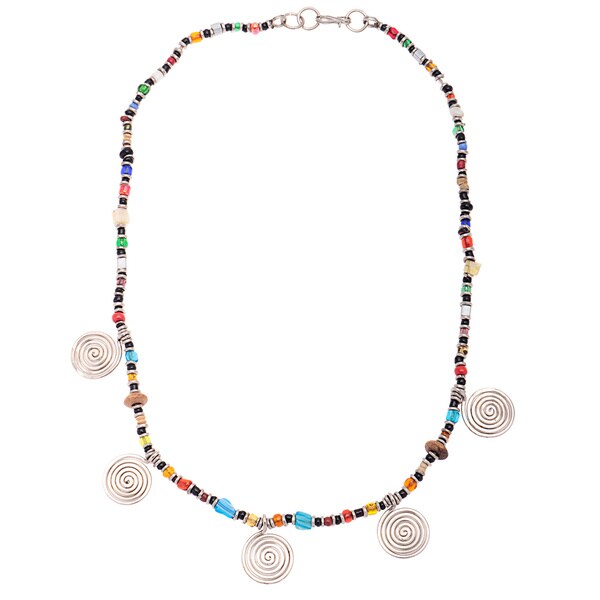 Shop Handmade Beaded Youth Necklace with Silverplated Copper Accents (Kenya) On Sale Free