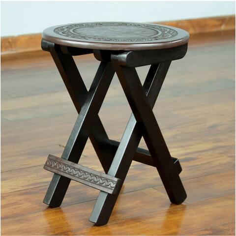 Mahogany and Leather 'Garland' Folding Table