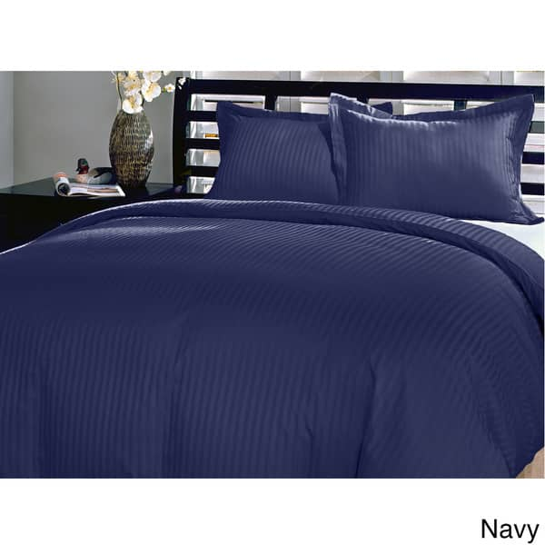 Shop Damask Stripe 230 Thread Count 3 Piece Duvet Cover Set