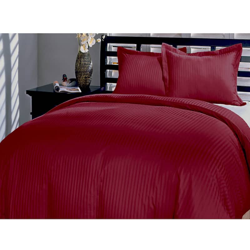 Damask Stripe 230 Thread Count 3piece Duvet Cover Set On Sale Bed