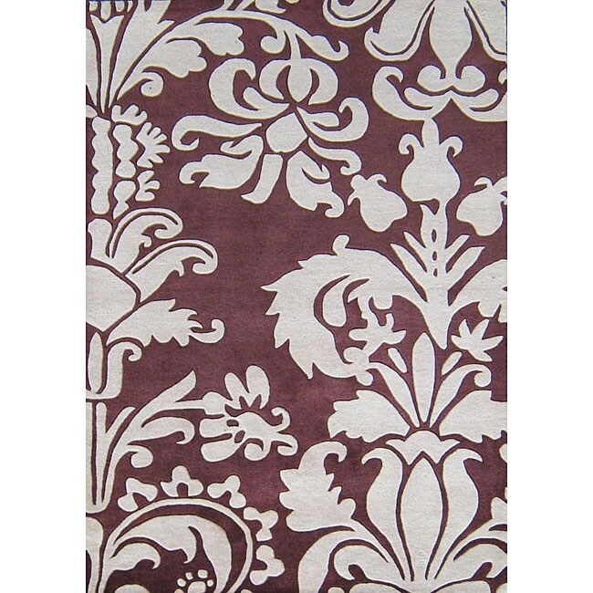 Shop Alliyah Handmade Burgundy New Zealand Blend Wool Rug 5' x 8
