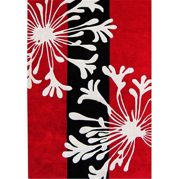 Shop Alliyah Handmade Bright Red New Zealand Blend Wool Rug (5' x 8') 5' x 8' Free Shipping