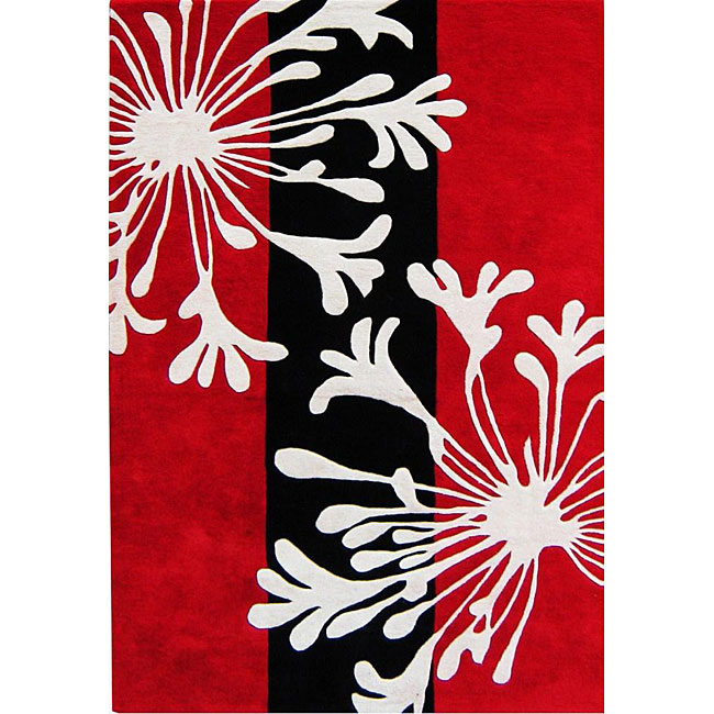 Hand tufted Hanako Bright Red Wool Rug (5 X 8)