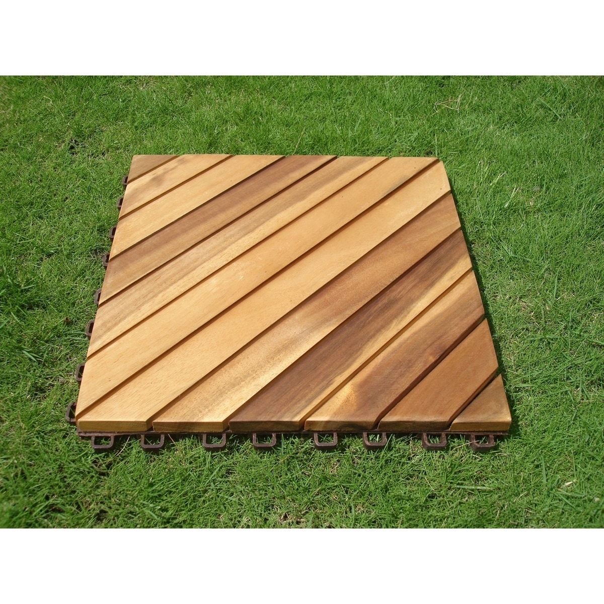 Interlocking Deck Tile 12 Diagonal Slat Square Teak Plastic Feet Set 10 Tiles Ebay 